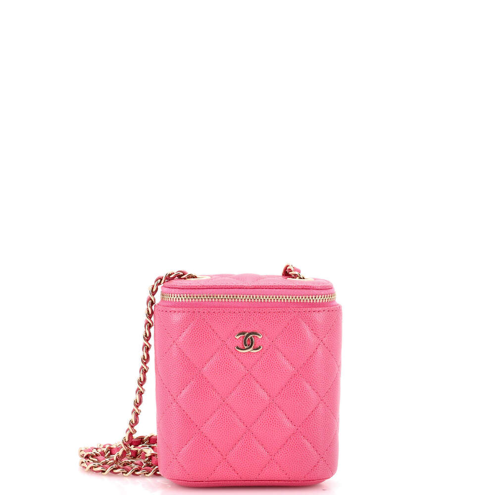 Chanel Mini Vertical Classic Vanity Case with Chain Quilted Caviar